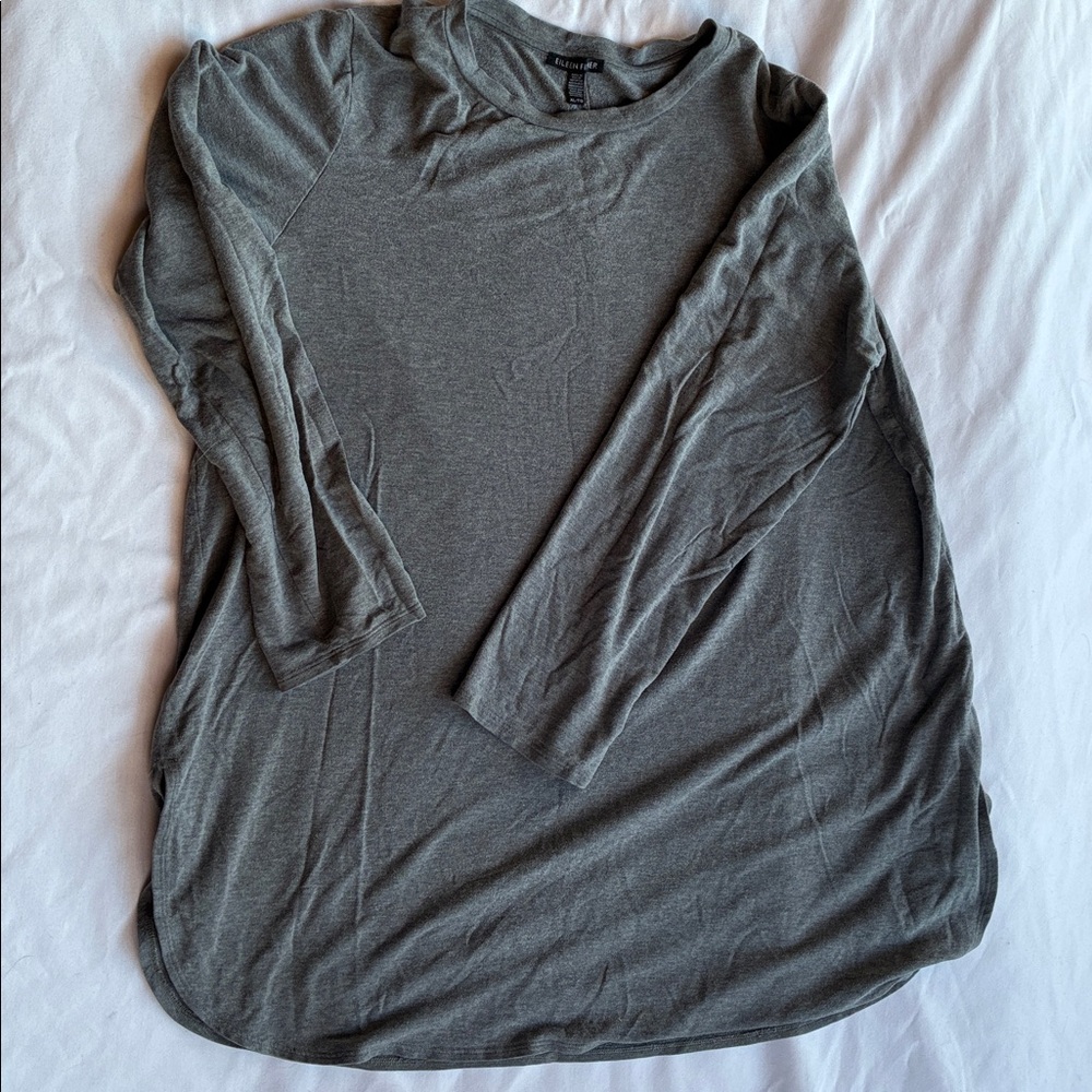 Eileen Fisher Knit Top Women XL Long Sleeves Comfortable Fit Low Split Sides